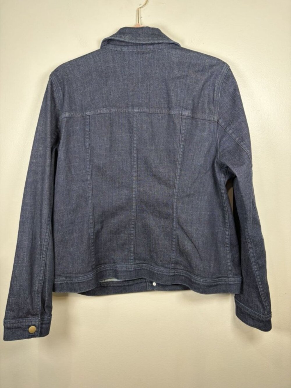 Eileen Fisher Womens Indigo Organic Cotton Denim Jean Jacket Dark Wash Large - Picture 8 of 9